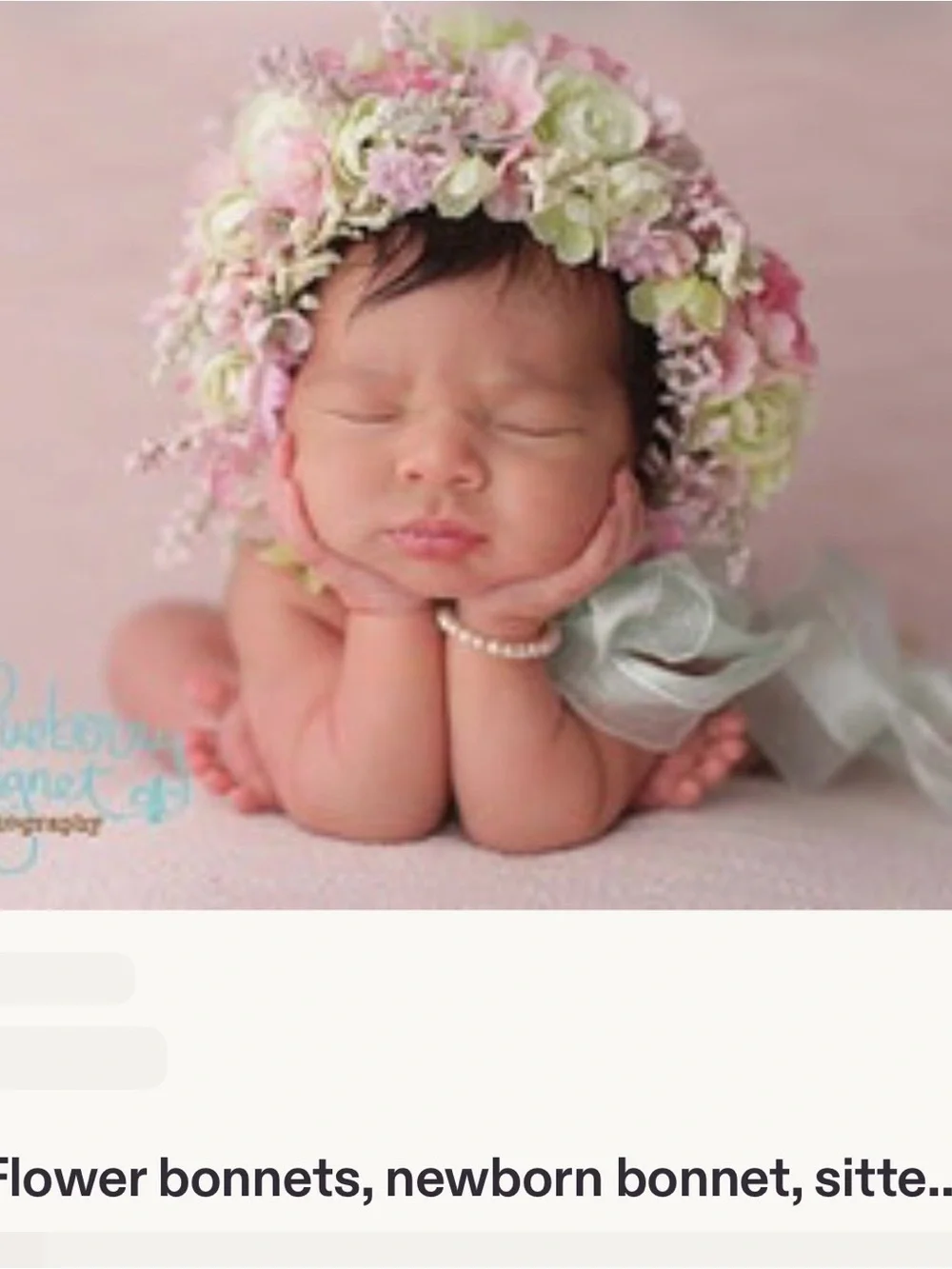 Floral Baby Bonnet Photography Prop Pink Purple Flowers Photo Shoot
